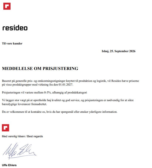 Resideo Prisvarsling